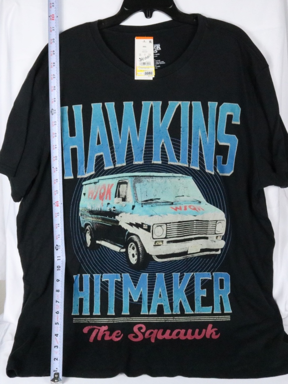 NWT Stranger Things Shirt Mens XXL Black Hawkins Hitmaker WSQK Squawk Tee